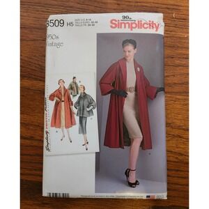 Simplicity 8509 1950s Vintage Misses Lined Coat Jacket Sewing Pattern Size 6-14